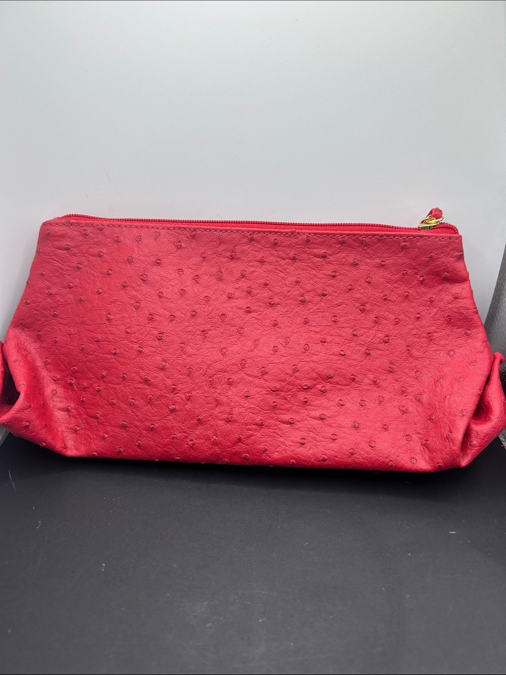 Estee Lauder Red Textured Cosmetic Pouch